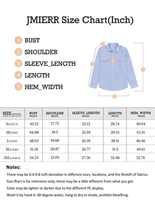 JMIERR Mens Casual Button Down Dress Shirts Pinpoint Stripe Long Sleeve Fall Shirt