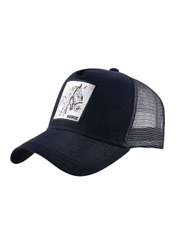 Abourbay Unisex Animal Mesh Trucker Hat Snapback Square Patch Baseball Caps