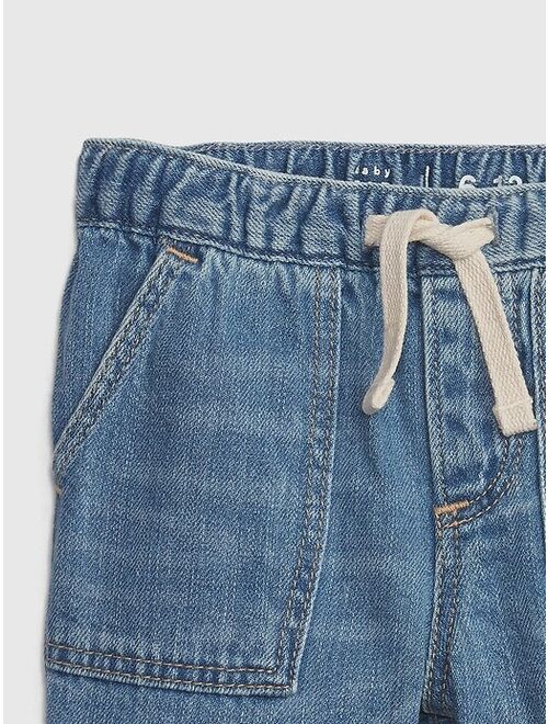 Gap Baby 100% Organic Cotton Utility Denim Shorts with Washwell