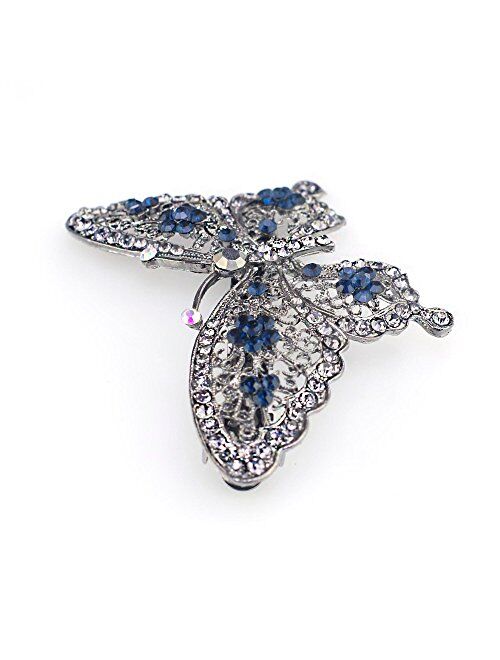 AKOAK Amazing Fashion Butterfly Hairpin Blue Crystal Headwear Barrette Hair Clip Headwear Accessories Jewelry