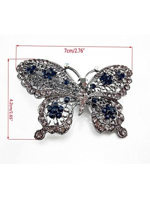 AKOAK Amazing Fashion Butterfly Hairpin Blue Crystal Headwear Barrette Hair Clip Headwear Accessories Jewelry