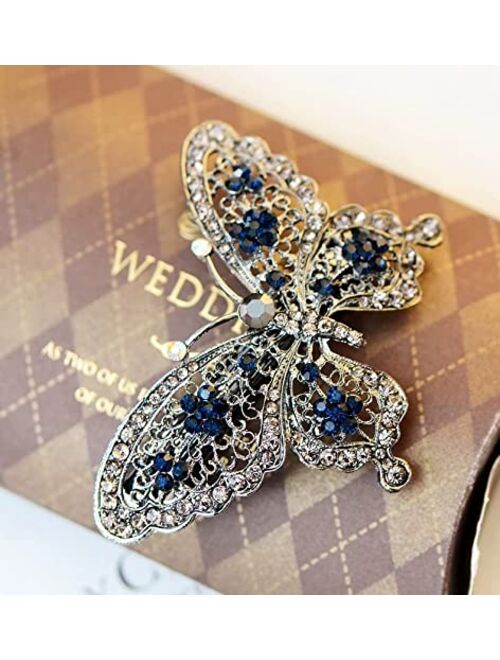 AKOAK Amazing Fashion Butterfly Hairpin Blue Crystal Headwear Barrette Hair Clip Headwear Accessories Jewelry