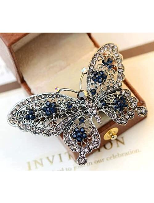 AKOAK Amazing Fashion Butterfly Hairpin Blue Crystal Headwear Barrette Hair Clip Headwear Accessories Jewelry