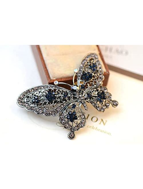 AKOAK Amazing Fashion Butterfly Hairpin Blue Crystal Headwear Barrette Hair Clip Headwear Accessories Jewelry