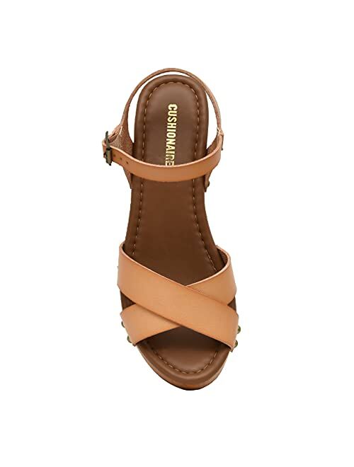 Cushionaire Women's Slate Faux Wood Sandal +Memory Foam Insole & LiteSole Technology -Wide Widths Available