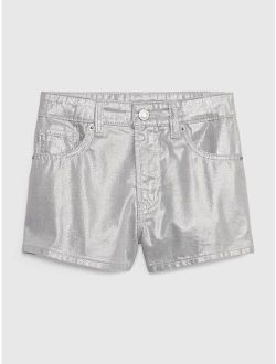 Kids High Rise Metallic Shortie Shorts with Washwell