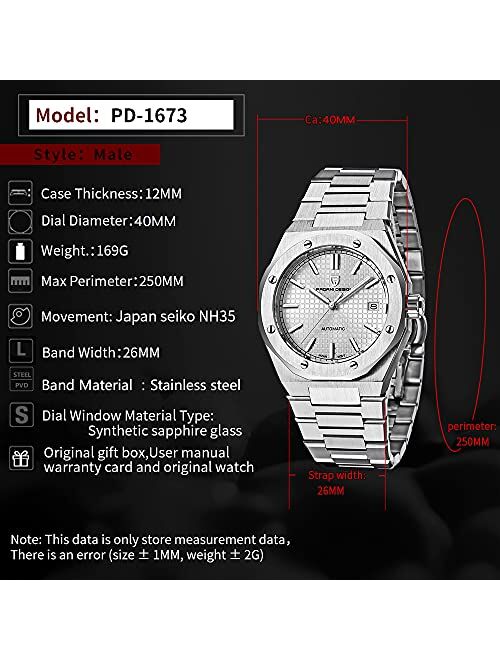 Pagrne Design Pagani Design Watches Men Japanese NH35 Movement Automatic Dive Mechanical Sport Waterproof Sapphire Glass Stainless Steel Wrist Watch