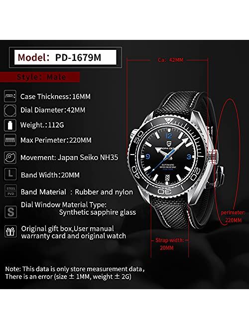 BY BENYAR Pagani Design 1679 Luxury Men Mechanical Wristwatches Ceramic Bezel 100M Waterproof Luminous Automatic Watch Gifts for Men