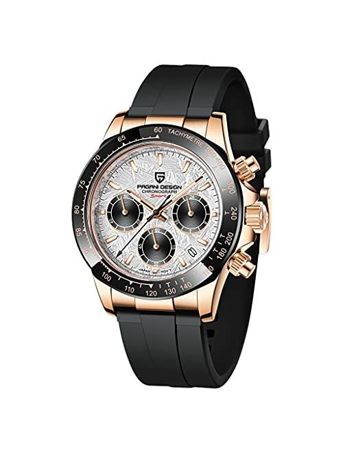 Haiqin Pagani Design Daytona Homage Men's Quartz Watches Japan Movement Ceramic Bezel Stainless Steel Band Screw-in Crown Waterproof Sport Chronograph Watch