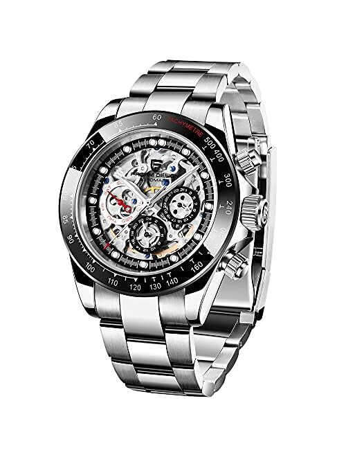 Haiqin Pagani Design Daytona Homage Men's Quartz Watches Japan Movement Ceramic Bezel Stainless Steel Band Screw-in Crown Waterproof Sport Chronograph Watch