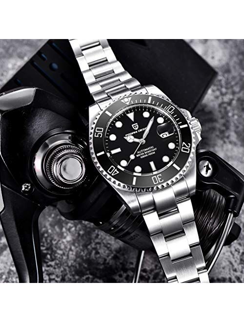 Pagani Design Mens Automatic Mechanical Wrist Watches Japanese Movement Stainless Steel Bracelet Ceramic Bezel 100M Waterproof Watch