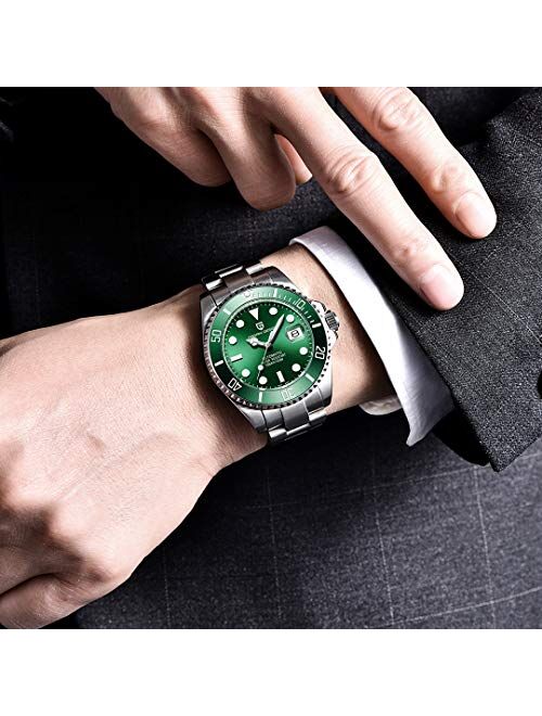 Pagani Design Japan Movement Automatic Mechanical Waterproof Men's Watches-Fashion Classic Stainless Steel Watches (Green)