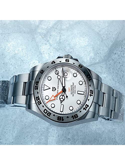 Pagrne Design Pagani Design Men's GMT Automatic Watch Stainless Steel Strap Waterproof 200M