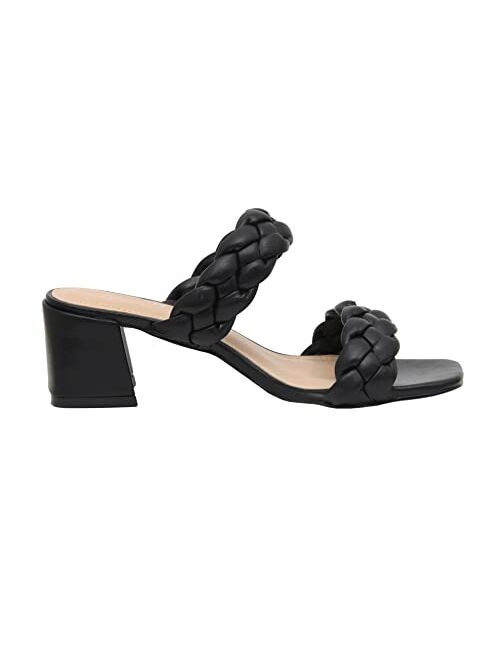 CUSHIONAIRE Women's Onyx braided Heel Sandal +Memory Foam Wide Widths Available