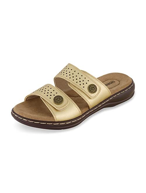 CUSHIONAIRE Women's Betsy comfort footbed slide Sandal with adjustable straps and +Comfort