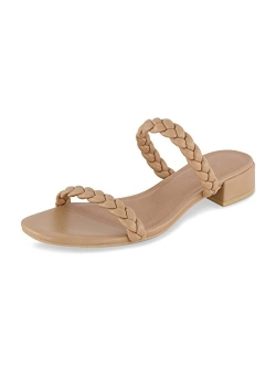 Women's Neptune braided low block heel sandal  Memory Foam