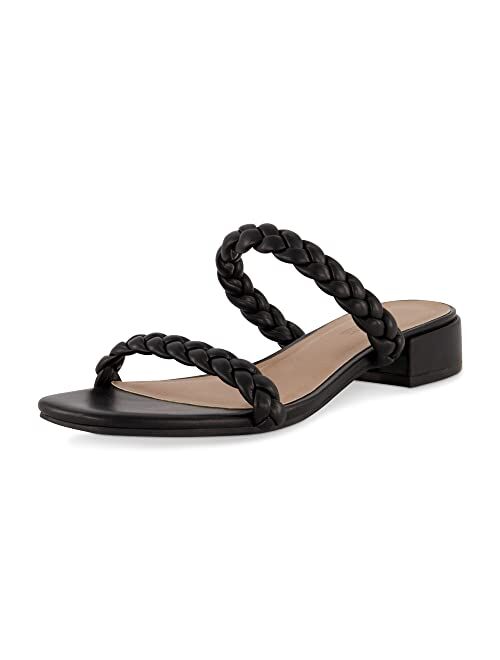 CUSHIONAIRE Women's Neptune braided low block heel sandal +Memory Foam