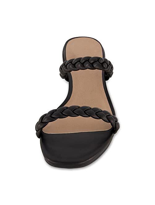 CUSHIONAIRE Women's Neptune braided low block heel sandal +Memory Foam