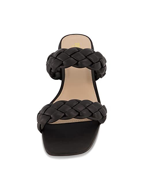 CUSHIONAIRE Women's Nan two band braided low block heel slide sandal +Memory Foam and Wide Widths Available