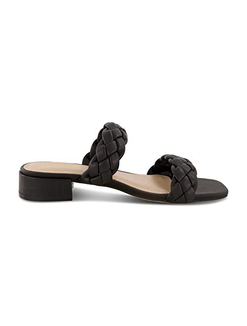 CUSHIONAIRE Women's Nan two band braided low block heel slide sandal +Memory Foam and Wide Widths Available