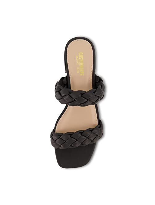 CUSHIONAIRE Women's Nan two band braided low block heel slide sandal +Memory Foam and Wide Widths Available