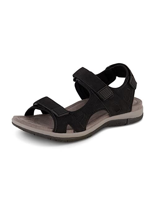 CUSHIONAIRE Women's Pace comfort footbed outdoor sandal with adjustable straps and +Memory Foam, Wide Widths Available