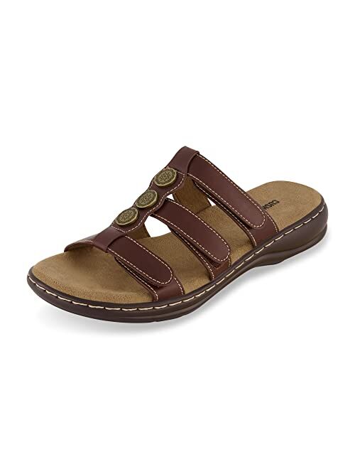 CUSHIONAIRE Women's Bowen comfort footbed Sandal with adjustable straps and +Comfort