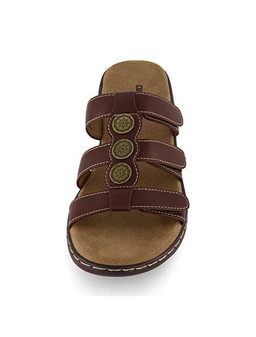 CUSHIONAIRE Women's Bowen comfort footbed Sandal with adjustable straps and +Comfort