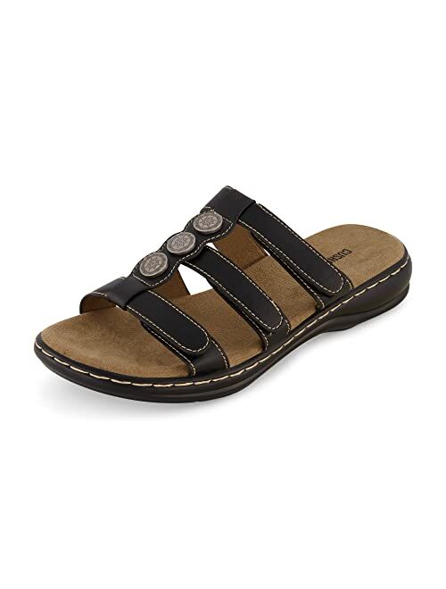 CUSHIONAIRE Women's Bowen comfort footbed Sandal with adjustable straps and +Comfort