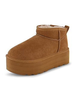 Women's Hippy Genuine Suede pull on platform boot  Memory Foam