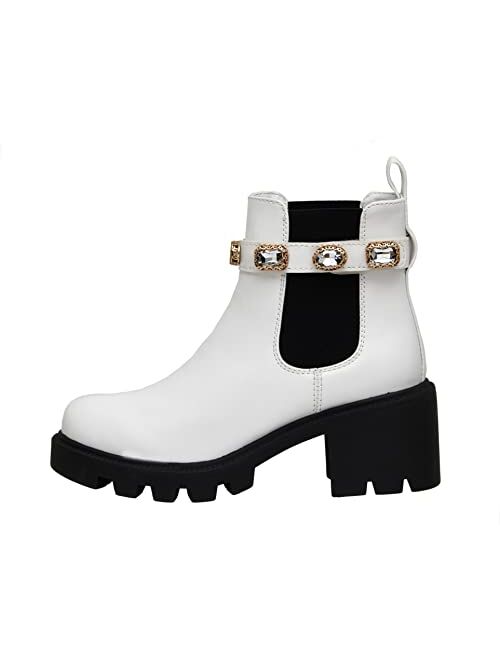 CUSHIONAIRE Women's Julie chelsea boot with Jeweled strap +Memory Foam