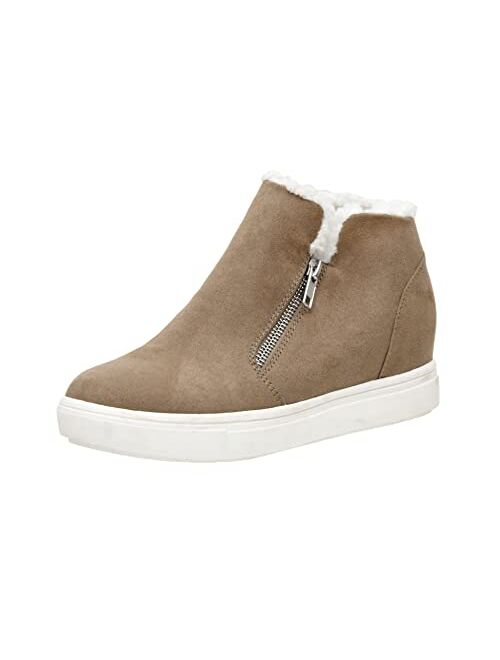 CUSHIONAIRE Women's Heaven Hidden Wedge Faux Shearling Sneaker +Memory Foam