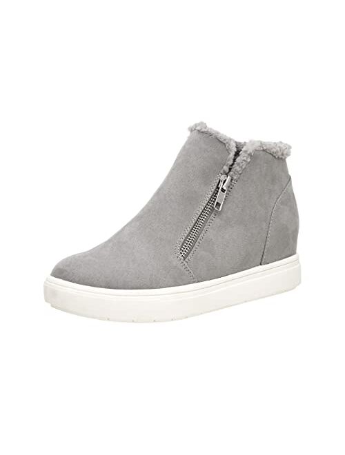 CUSHIONAIRE Women's Heaven Hidden Wedge Faux Shearling Sneaker +Memory Foam