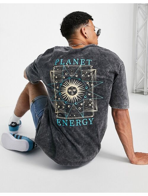 Jack & Jones Originals oversized t-shirt with planet energy back print in gray