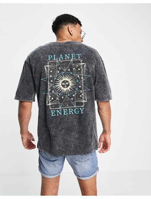 Jack & Jones Originals oversized t-shirt with planet energy back print in gray