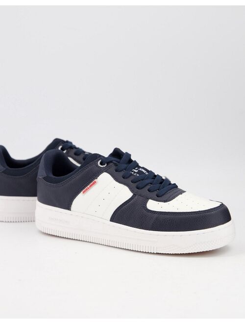 Jack & Jones sneakers with chunky sole in navy and white