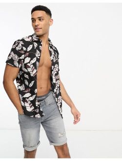 Originals floral print short sleeve shirt in black