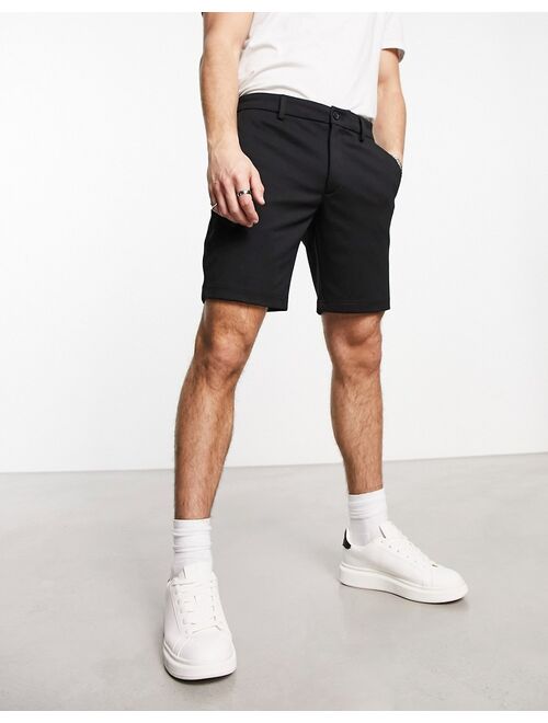 Jack & Jones Intelligence slim fit smart jersey short in black