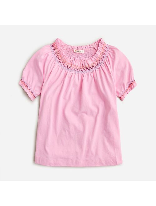 J.Crew Girls' embroidered smocked T-shirt