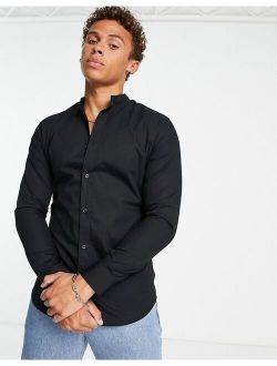 Originals band collar shirt in black