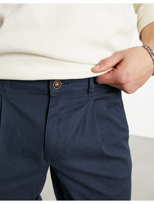 Jack & Jones Intelligence chino shorts with pleat in navy