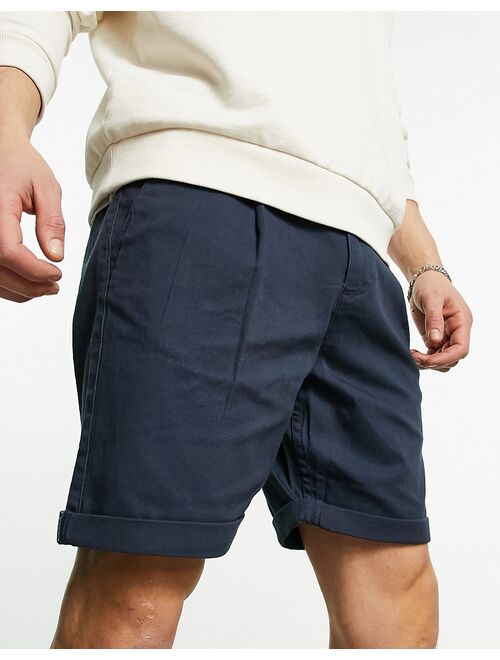 Jack & Jones Intelligence chino shorts with pleat in navy