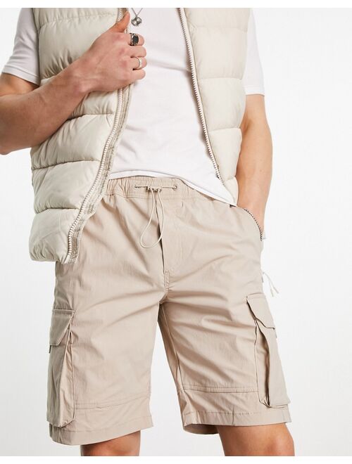 Jack & Jones Intelligence technical cargo shorts in beige