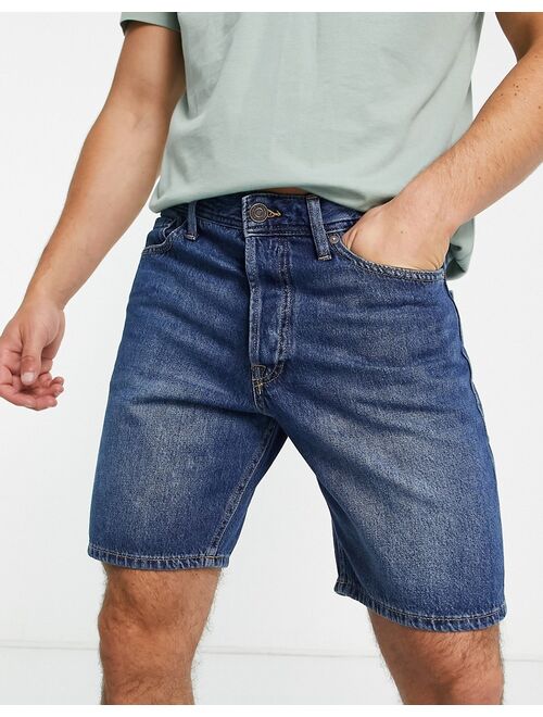 Jack & Jones Intelligence loose fit denim shorts in mid blue