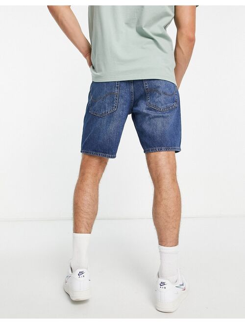 Jack & Jones Intelligence loose fit denim shorts in mid blue