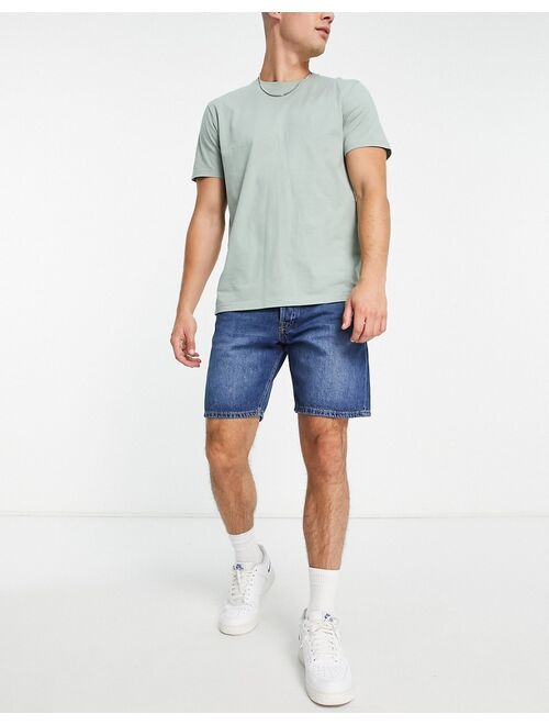 Jack & Jones Intelligence loose fit denim shorts in mid blue