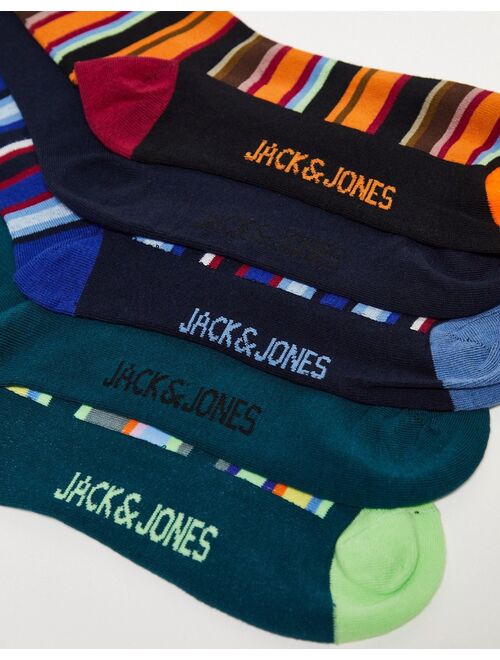 Jack & Jones 5-pack socks in multi stripe