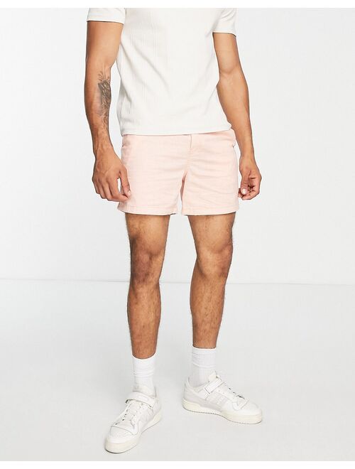 Jack & Jones Intelligence pull on linen short in coral