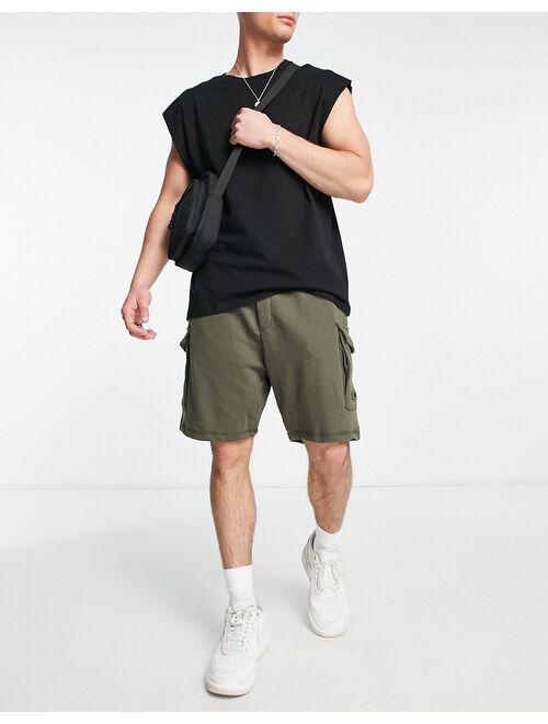 Jack & Jones Intelligence jersey cargo shorts in khaki