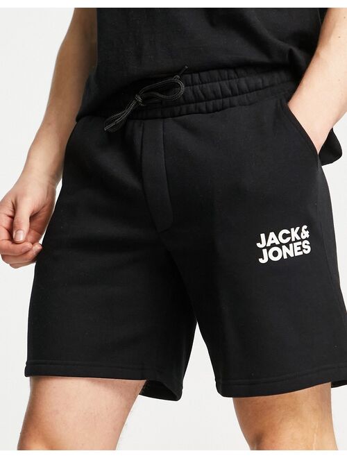 Jack & Jones Intelligence sweat shorts with logo in black